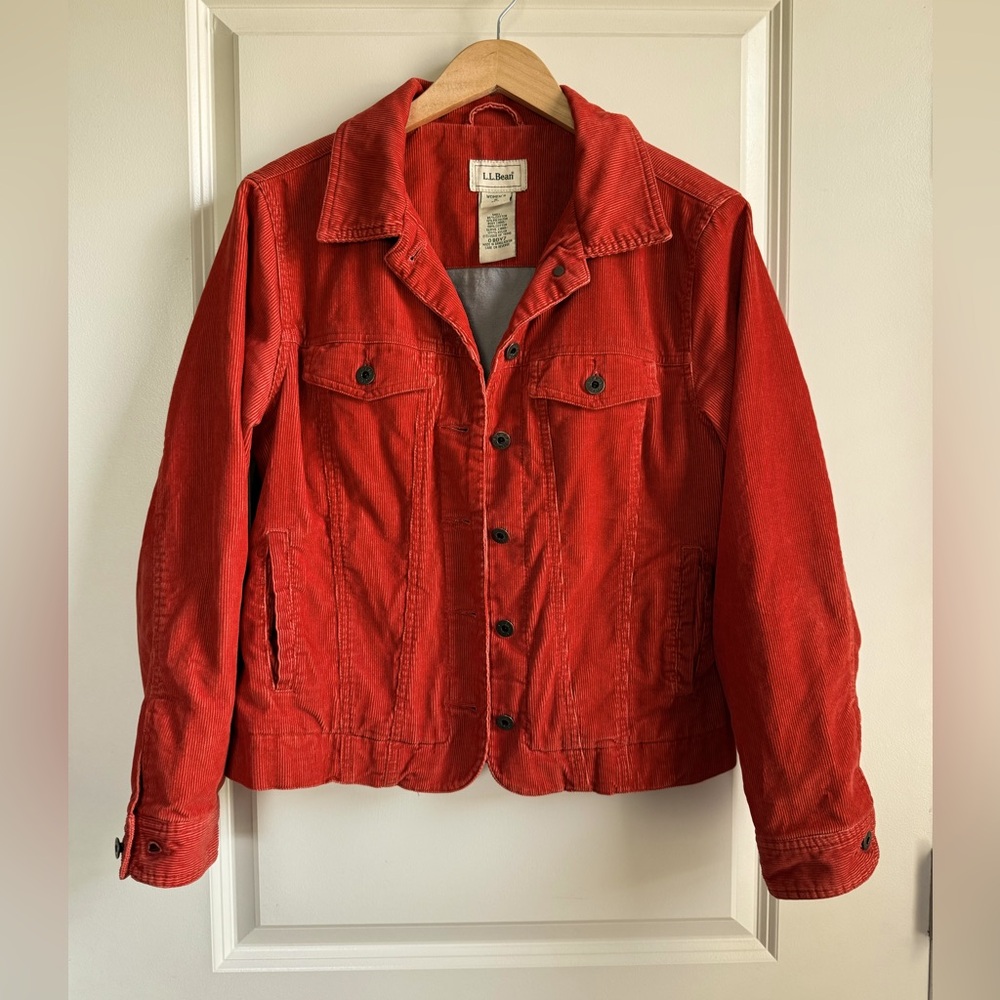 L.L. Bean Women's Maine Button Up Rusty Red Corduroy Jacket ~ Size Small